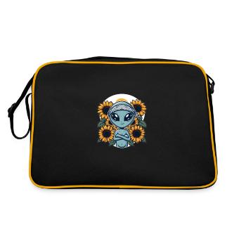 Alien Bandana Sonnenblumen Sci-Fi - Retro Tasche - Schwarz/Gold - Hinten