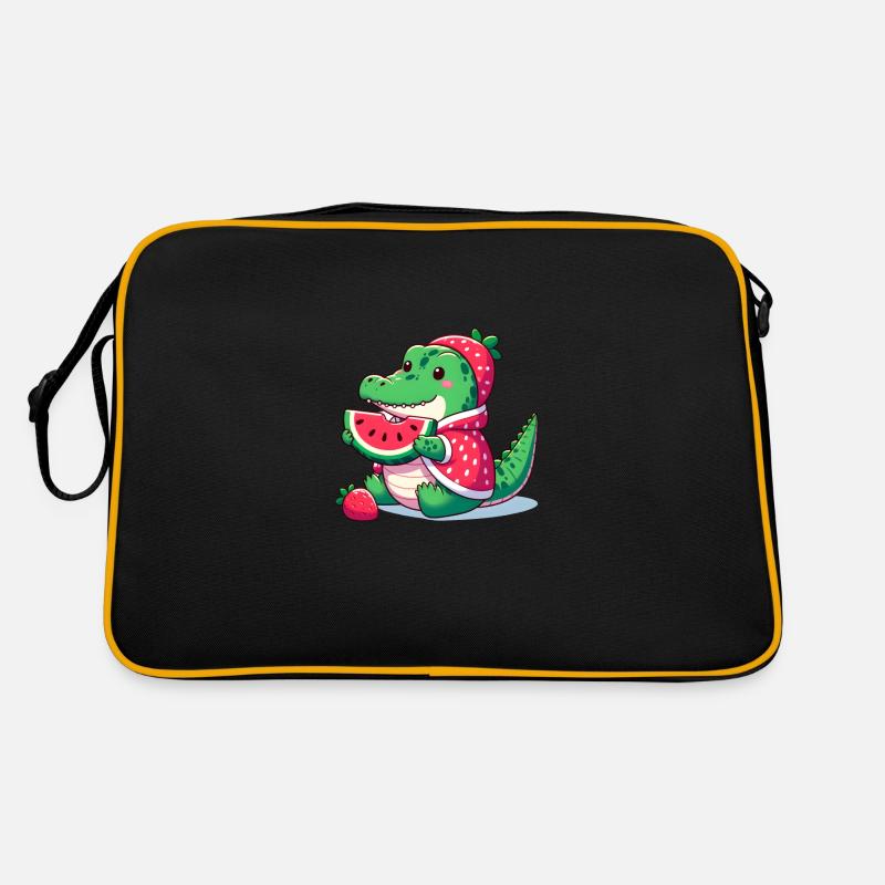 Krokodil im Wassermelonenkostüm Retro Tasche