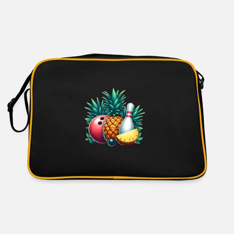 Bowlingkugel und Ananas Retro Tasche