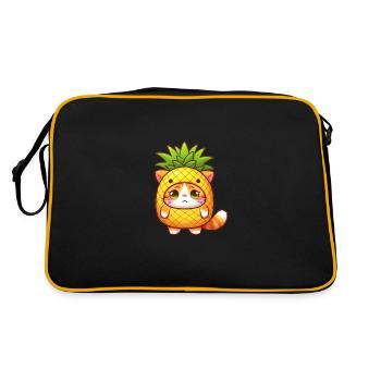 Niedliche Katze im Ananas-Kostüm - Retro Tasche - Schwarz/Gold - Hinten