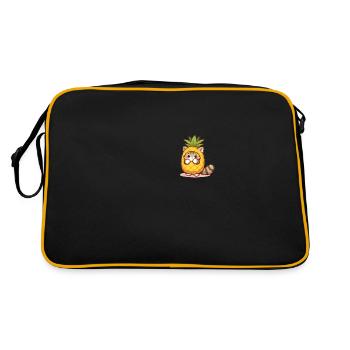 Niedliche Katze im Ananas-Kostüm - Retro Tasche - Schwarz/Gold - Hinten