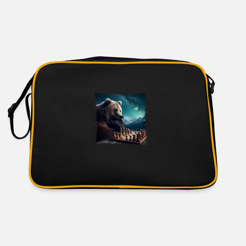 Chess Playing Bear Retro Bag