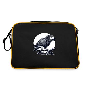 Perroquet gris africain sur skateboard - Sac Retro - noir/or - Dos