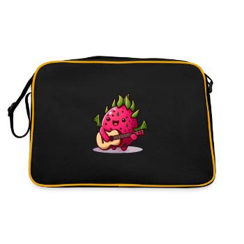 Drachenfrucht spielt Gitarre - Retro Tasche - Schwarz/Gold - Hinten
