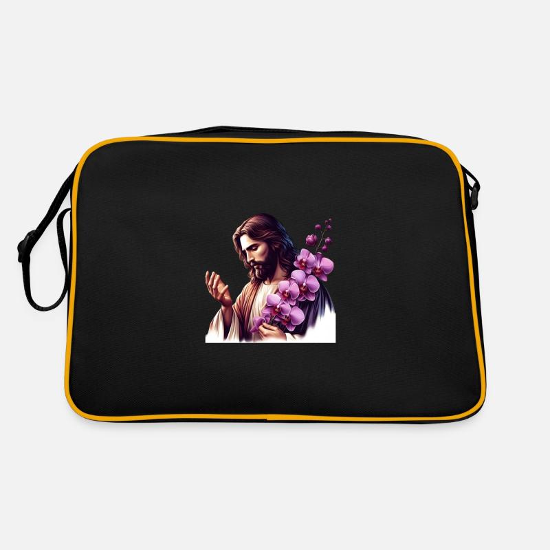 Jesus with Purple Orchids Retro Bag