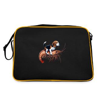 Le beagle se promène sur des crevettes - Sac Retro - noir/or - Dos