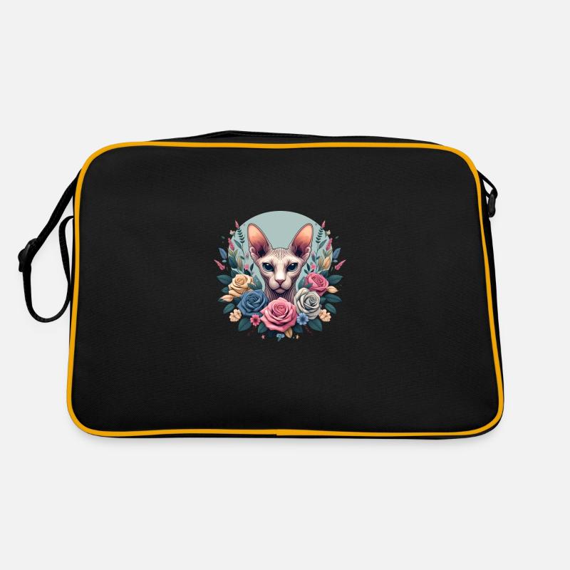 Chat Sphynx avec Fleurs Sac Retro