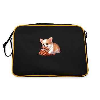 Chihuahua loves spare ribs - Retro Bag - black/gold - Back