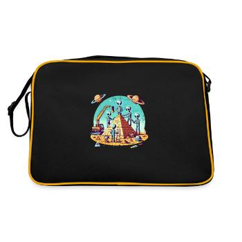 Aliens build pyramid - Retro Bag - black/gold - Back