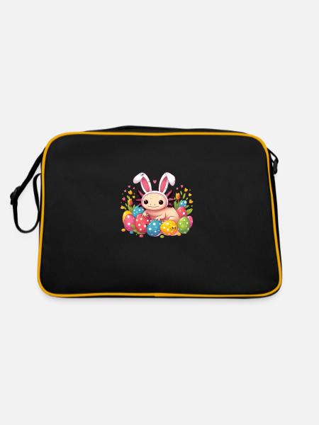 Axolotl de Pâques vintage - Joyeuses Pâques - Sac Retro - noir/or - Dos