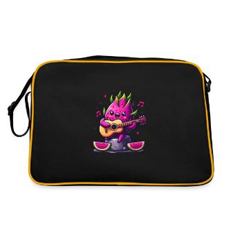 Drachenfrucht am Gitarre spielen - Retro Tasche - Schwarz/Gold - Hinten