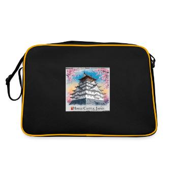 Himeji Castle Japan - Retro Tasche - Schwarz/Gold - Hinten