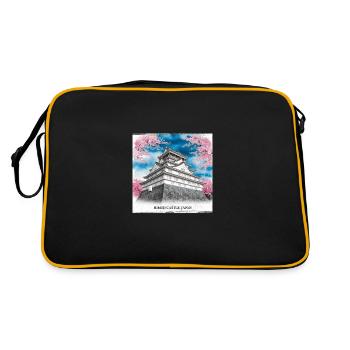 Himeji Castle Japan - Retro Tasche - Schwarz/Gold - Hinten