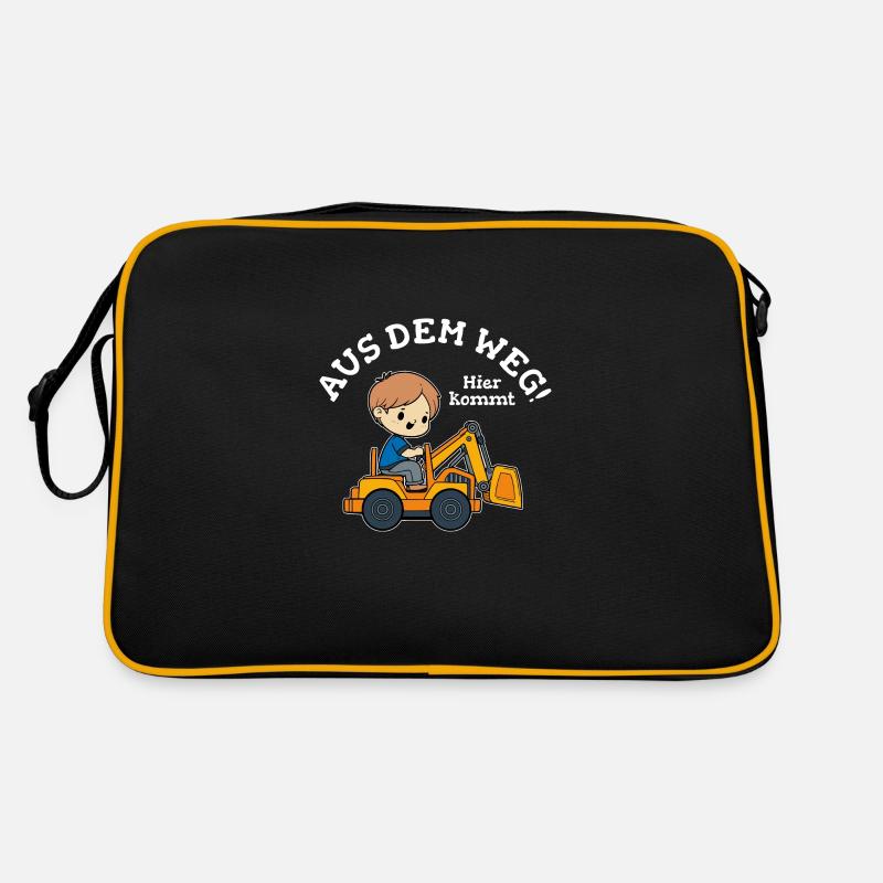 Bagger Junge Kinder Name Vorlage - Retro Tasche - Schwarz/Gold