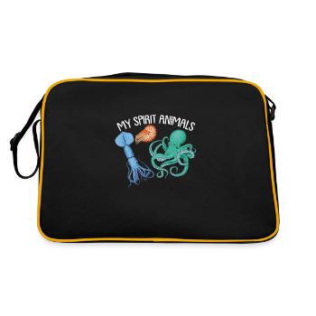 Céphalopode, pieuvre, pieuvre - Sac Retro - noir/or - Dos