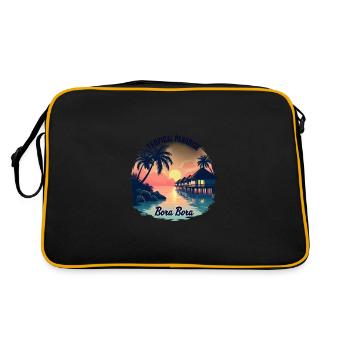 Paradis tropical Bora Bora Coucher de soleil sur la plage - Sac Retro - noir/or - Dos