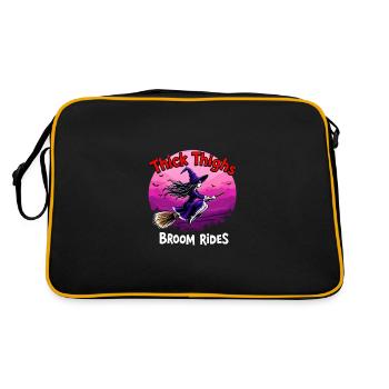 Dicke Oberschenkel Besenreiten Halloween Abenteuer - Retro Tasche - Schwarz/Gold - Hinten