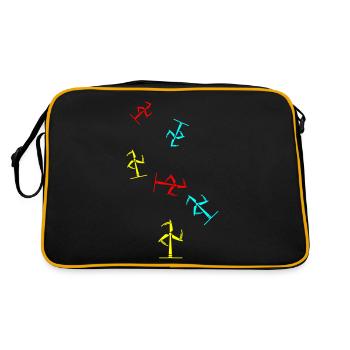 Windrad Silhouette - Retro Tasche - Schwarz/Gold - Hinten