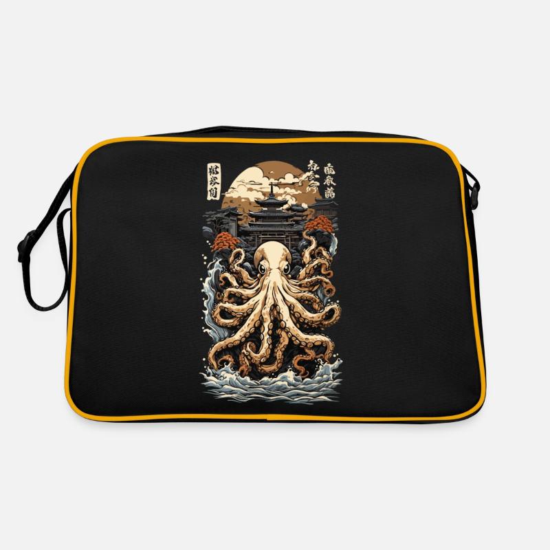 Ukiyo-E Octopus Sea Wave Japan Retro Design Style Retro Bag