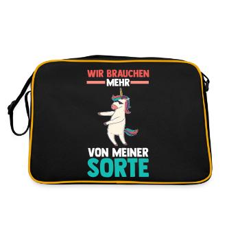 Einhorn Wir brauchen mehr von meiner Sorte - Retro Tasche - Schwarz/Gold - Hinten