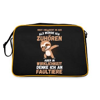 Faultier - Retro Tasche - Schwarz/Gold - Hinten