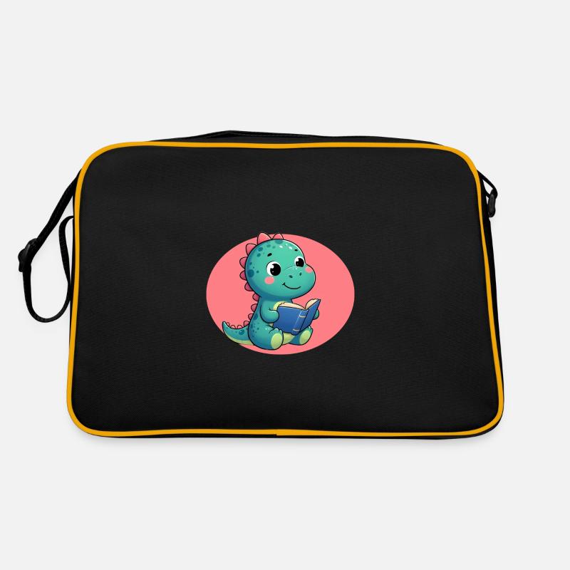Dino liest Buch Retro Tasche