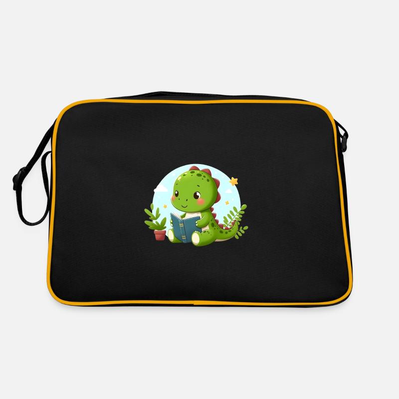 Dino liest Buch Retro Tasche