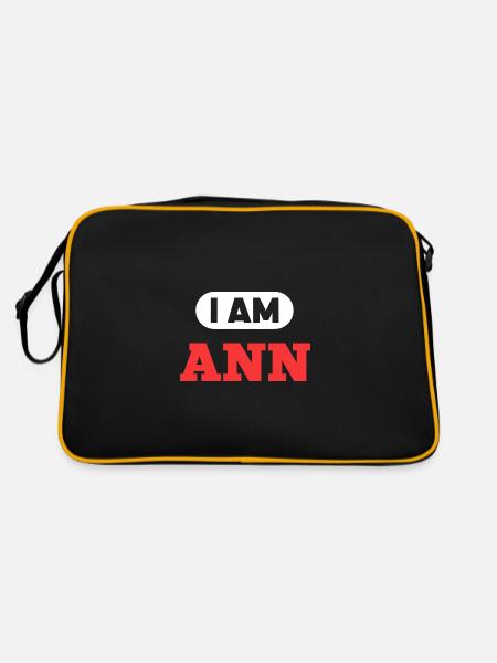 Ann Name Saying für stolze Anns - Retro Tasche - Schwarz/Gold - Hinten