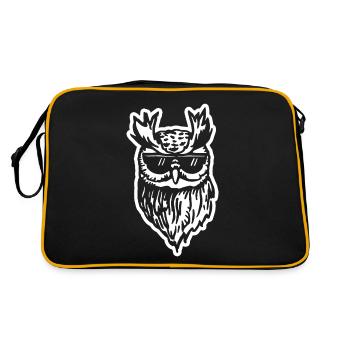 Eule - Retro Tasche - Schwarz/Gold - Hinten
