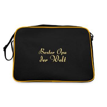 Bester Opa der Welt - Retro Tasche - Schwarz/Gold - Hinten