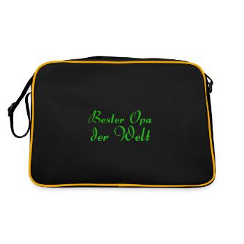 Bester Opa der Welt - Retro Tasche - Schwarz/Gold - Hinten