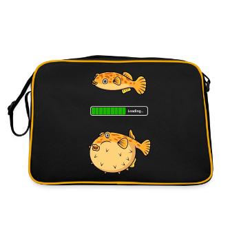 fluffy pufferfish fishing top fish bufferfish fugu - Retro Bag - black/gold - Back