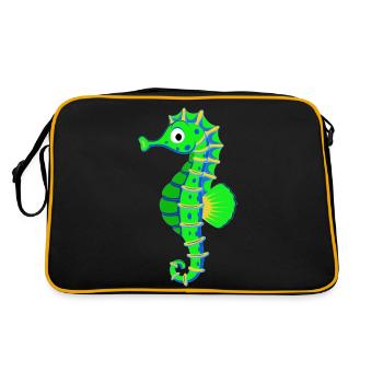 Colorful seahorse Sea creatures Sea creature reef - Retro Bag - black/gold - Back