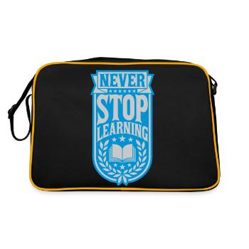 n’arrêtez jamais d’apprendre la citation - Sac Retro - noir/or - Dos