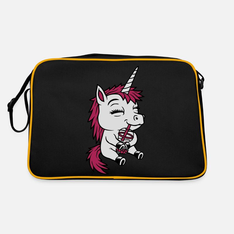 Boba Tea Drinking Unicorn Retro Bag