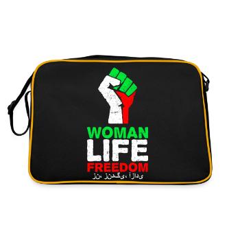 Liberté de vie de la femme | Poing avec drapeau iranien - Sac Retro - noir/or - Dos