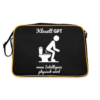 Klo GPT Klosett Geschenk - Retro Tasche - Schwarz/Gold - Hinten
