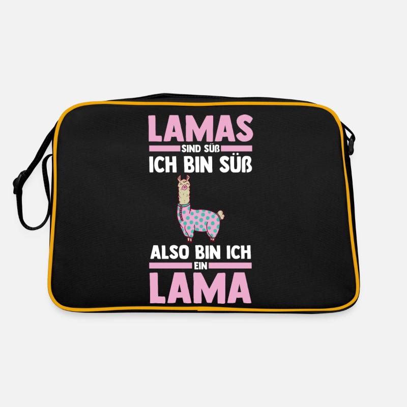 Lama - Retro Tasche - Schwarz/Gold