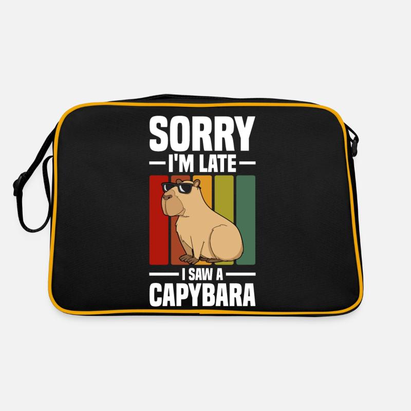 Capybara niedlich | Capy Capybaras Tiere Geschenke - Retro Tasche - Schwarz/Gold