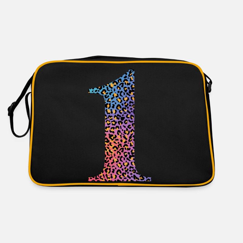 1. Geburtstag Leopard - Retro Tasche - Schwarz/Gold