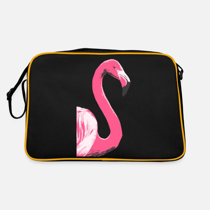Flamingo Bird Illustration - Retro Bag - black/gold
