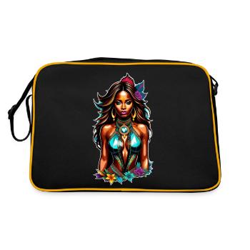 Afro Frau - Schönheit - Retro Tasche - Schwarz/Gold - Hinten