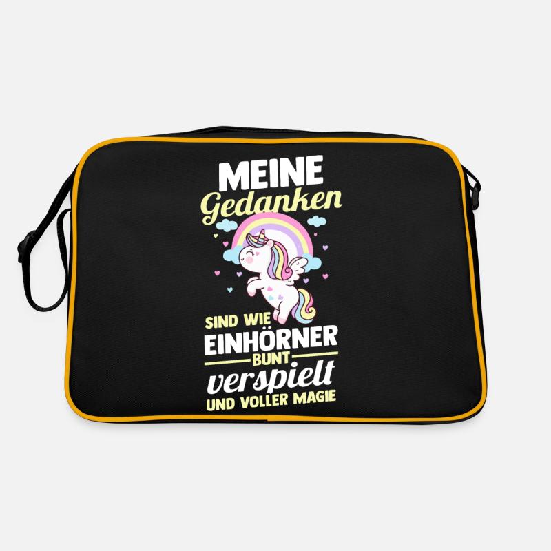Einhorn - Retro Tasche - Schwarz/Gold