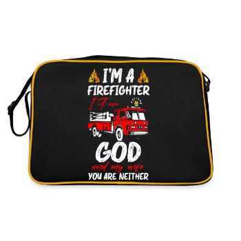 I m A Firefighter I Fear God And My Wife Fire - Retro Tasche - Schwarz/Gold - Hinten