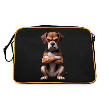 Hund grimmig 4 - Retro Tasche - Schwarz/Gold - Hinten