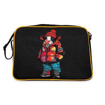 Kuh Winter Fashion - Retro Tasche - Schwarz/Gold - Hinten