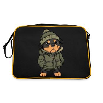 Chien Rottweiler Dessin animé - Sac Retro - noir/or - Dos