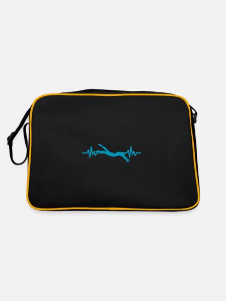 Heartbeat Swimmer - Diver Water Sports Athlete - Retro Bag - black/gold - Back