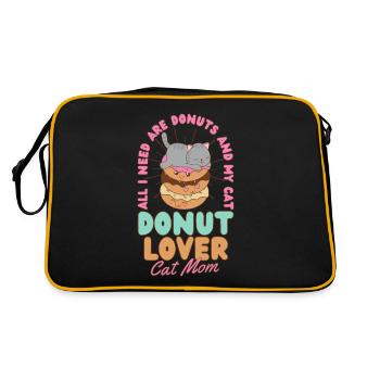 Donut Lover Cat Mama Donut Cat kawaii - Sac Retro - noir/or - Dos