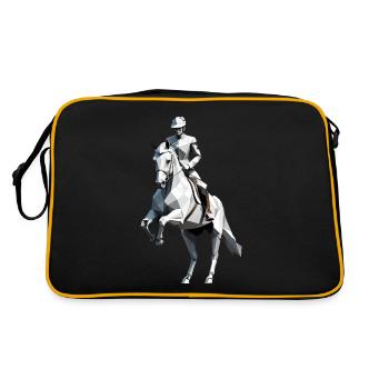 Low Poly Reiter - Ballett Design - Retro Tasche - Schwarz/Gold - Hinten
